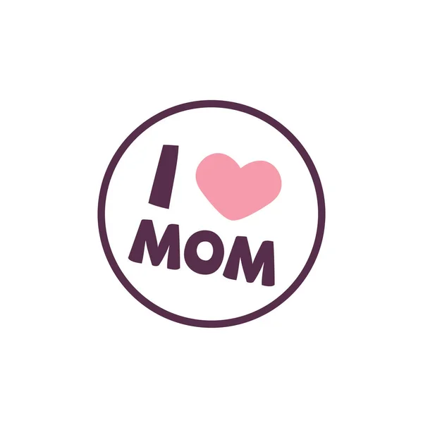 Love Mom Heart Circle Frame Background Vector Image — Stock Vector