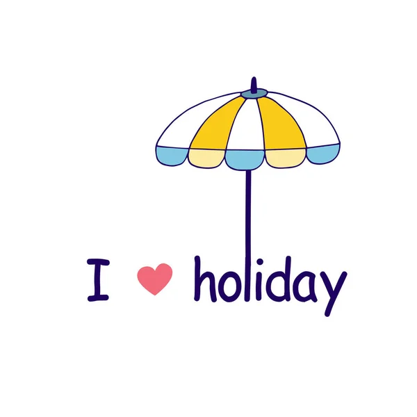 Jag Älskar Holiday Beach Paraply Bakgrund Vector Image — Stock vektor