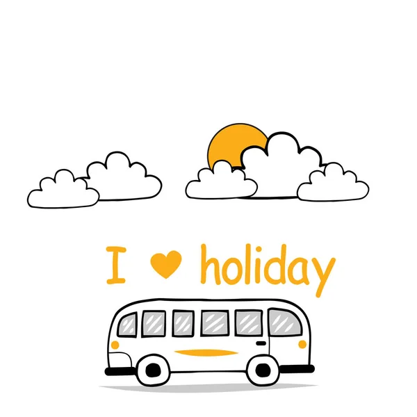 Love Holiday Van Sky Clound Солнечный Фон Векторное Изображение — стоковый вектор