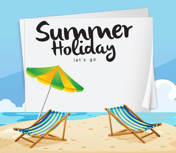 Sommerurlaub Gehen Wir Strandkorb Sonnenschirm Hintergrund Vektor Bild — Stockvektor