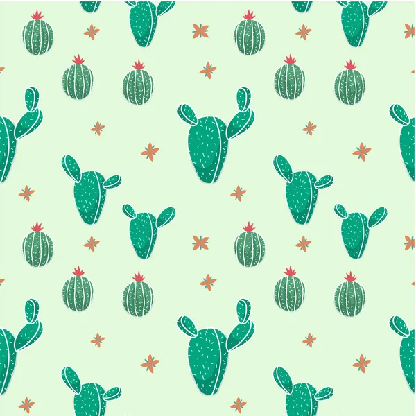 Padrão Botânicos Cactus Verde Fundo Vector Imagem — Vetor de Stock