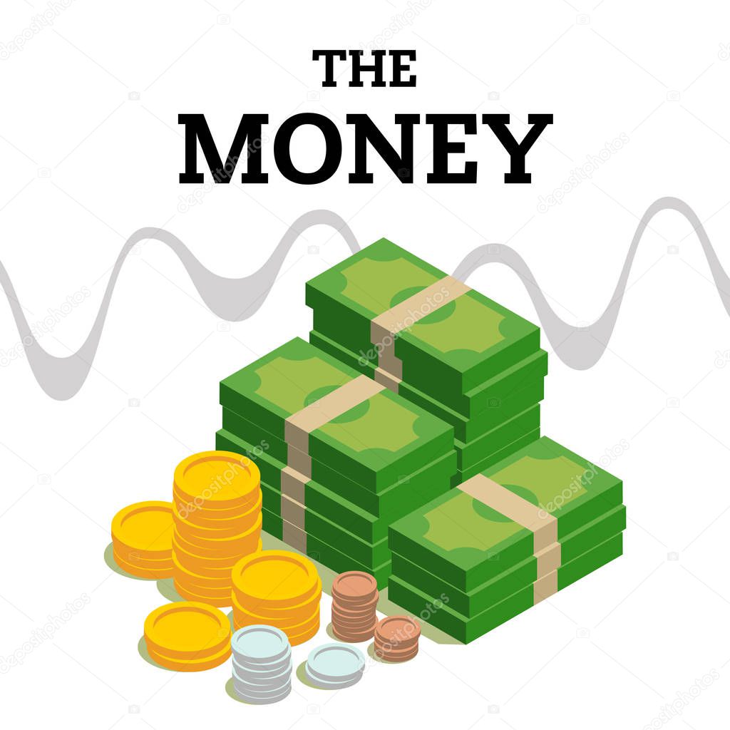 The Money Coin Gold Coin Banknotes Background Vector Image