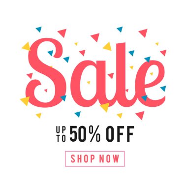 Satılık ilâ %50 Off Dükkanı şimdi renkli şerit arka plan vektör görüntü