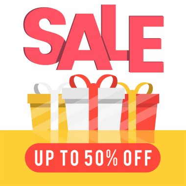 Satış için % 50 indirim hediye kutusu arka plan vektör görüntü