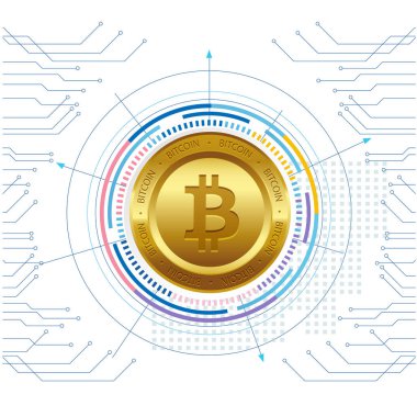 Modern altın Bitcoin beyaz arka plan vektör görüntü