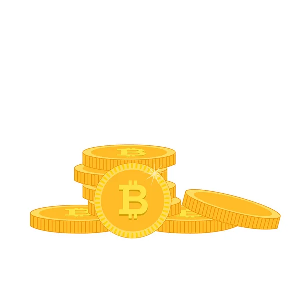 Golden Bitcoin Stack Weißer Hintergrund Vektor Bild — Stockvektor