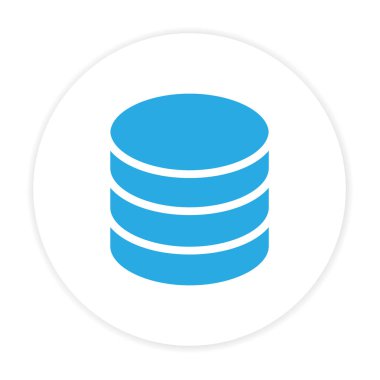 Mavi veritabanı simgesini daire kare beyaz arka plan vektör görüntü