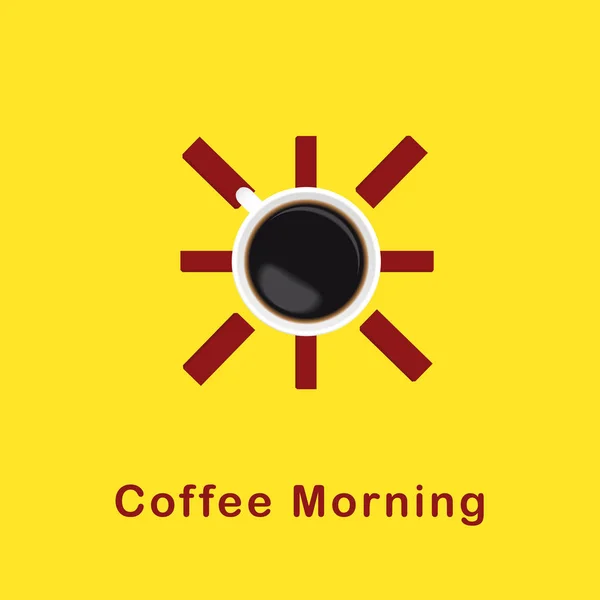 Koffie Ochtend Koffie Sun Concept Gele Achtergrond Vector Image — Stockvector