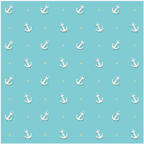 Anchor Dots Pattern Blue Background Vector Image — Stock Vector