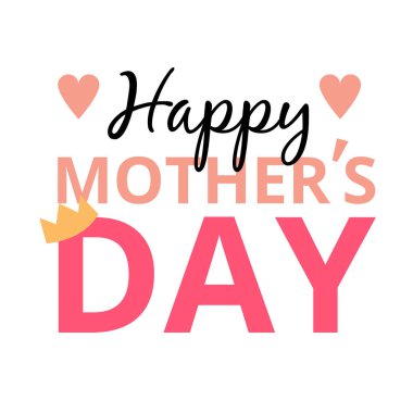 Mutlu anneler günü Mini kalp Crown arka plan vektör görüntü