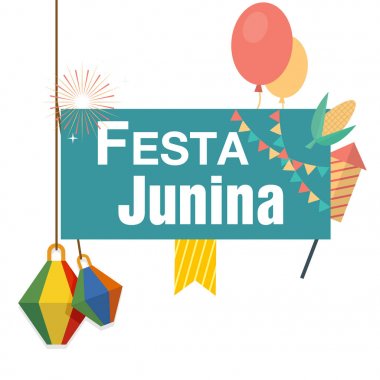Festa Junina lamba balon bayrak beyaz arka plan vektör görüntü