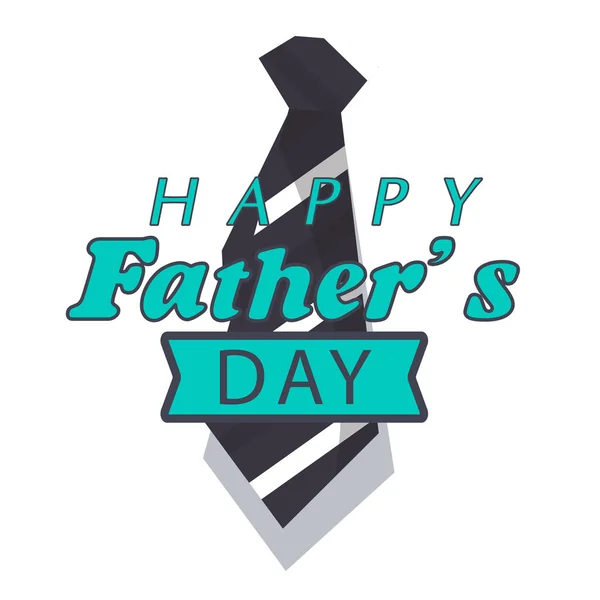 Feliz Día Del Padre Verde Corbata Cinta Fondo Blanco Vector — Vector de stock