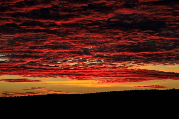 Pôr Sol Sobre Aldeia Kunino Bulgária — Fotografia de Stock