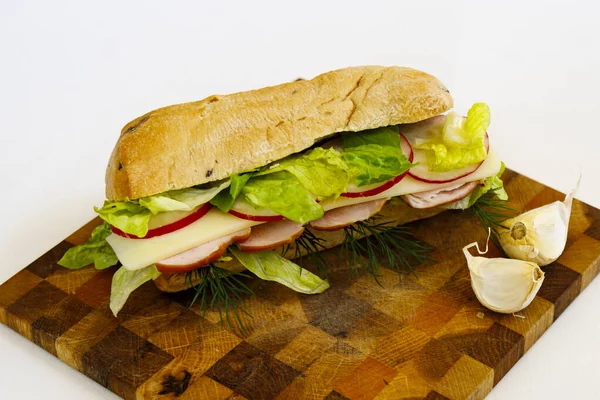 Sandwich Ham Vegetables — Stock Photo, Image