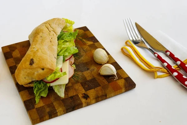 Sandwich Ham Vegetables — Stock Photo, Image