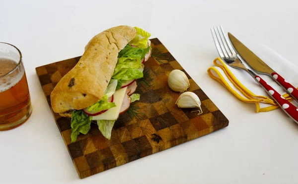Sandwich Ham Vegetables — Stock Photo, Image