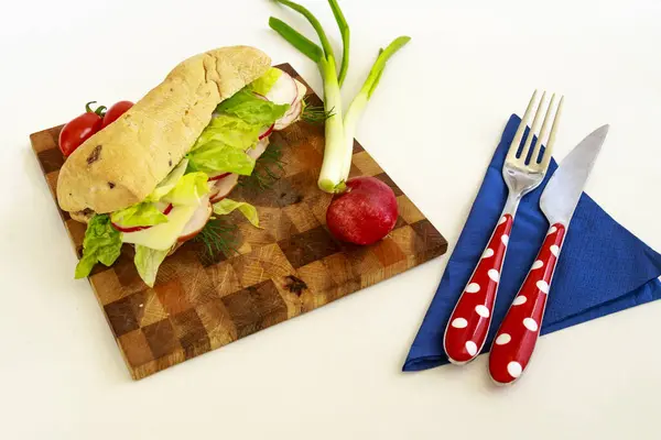 Sandwich Ham Vegetables — Stock Photo, Image