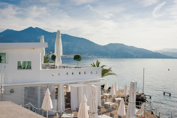 Restaurante vista a la playa Costa Azul, Francia —  Fotos de Stock