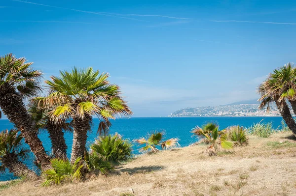 Uitzicht op de kust van de Ligurische Zee — Stockfoto