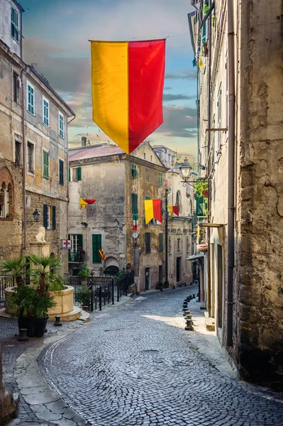 The streets of the ancient town of Ventimiglia. Italy. — Stock Photo, Image
