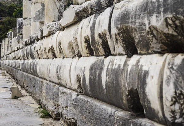 Fragment Murów Bokach Drogi Starożytnym Mieście Efez — Zdjęcie stockowe