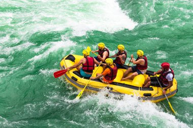 Rize / Turkey-June 06, 2019: Fırtınada rafting yapan turistler (Firtina Deresi)