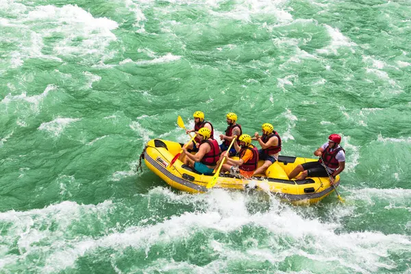 Rize / Turkey-June 06, 2019: Fırtınada rafting yapan turistler (Firtina Deresi)