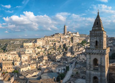 Matera (Basilicata İtalya) Sasso Barisano gün batımında