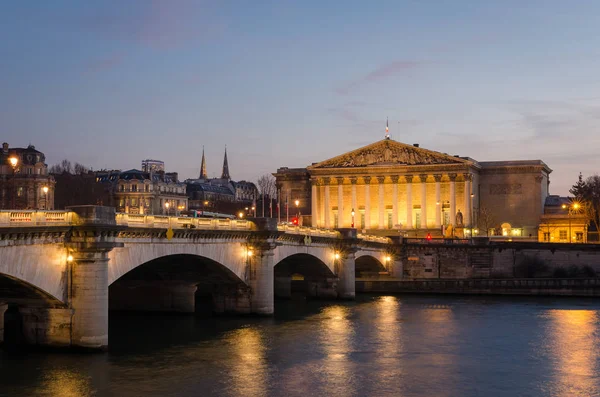 Paris Assemblee Nationale and Pont de la Concorde Стокова Картинка