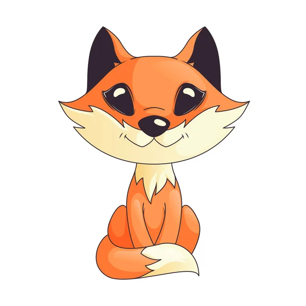 Cute orange fox character sitting — Stock Vector