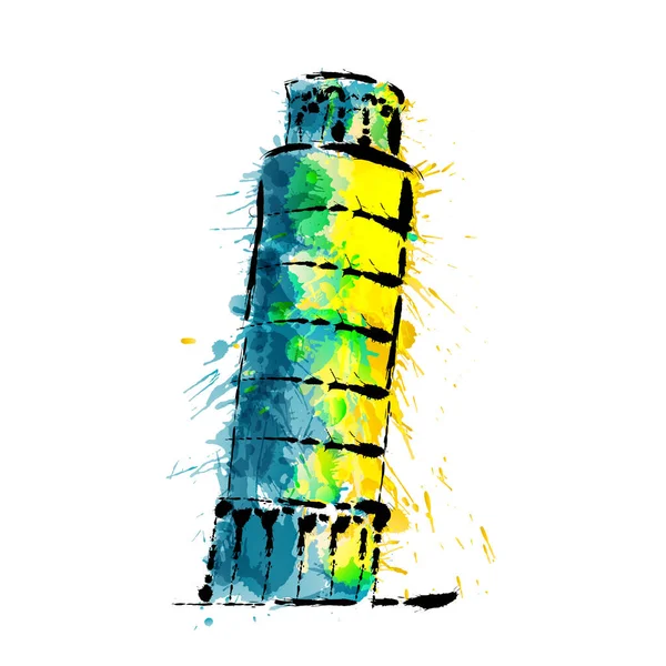 Torre inclinada de Pisa feita de salpicos coloridos — Vetor de Stock