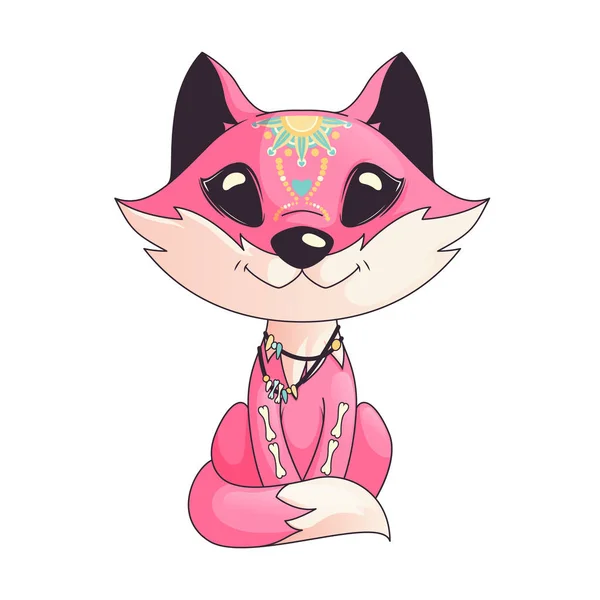 Cute Dia de los Muertos ( Day of the dead) style fox character illustration — Stock Vector