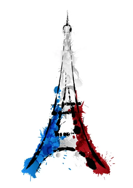 Torre Eiffel en París hecha de salpicaduras de colores — Vector de stock