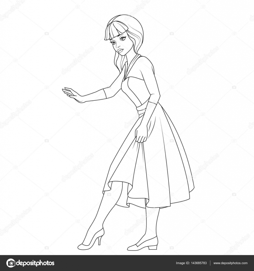 de coloriage personnage de conte de fée de Cendrillon — Image Livre de coloriage personnage de conte de fée de Cendrillon — Image vectorielle