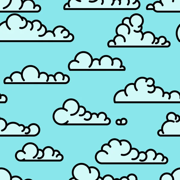 Línea inconsútil arte nubes patrón — Vector de stock