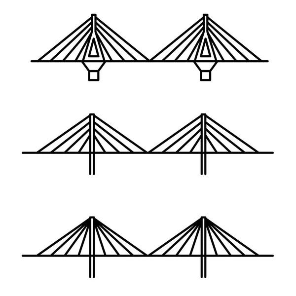 Satz von drei verschiedenen Seilverirrten Seilkunstbrücken — Stockvektor