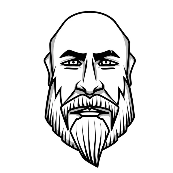 Grave uomo calvo dall'aspetto con baffi e barba — Vettoriale Stock