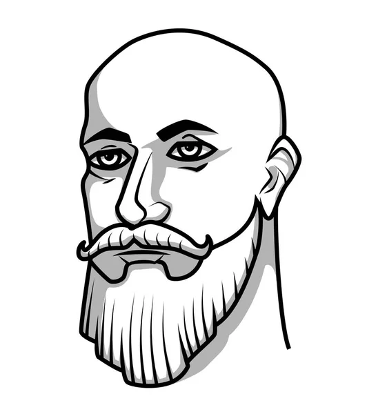 Лисий чоловік з вусами і бородою — стоковий вектор