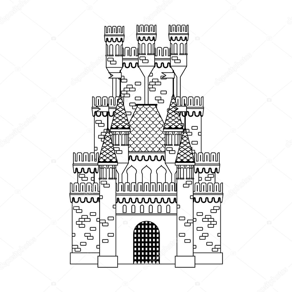Omalovánky: středověký hrad — Stock Vektor © BlackSpring1 #159027836