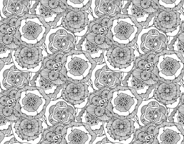 Psychédélique motif floral doodle sans couture — Image vectorielle