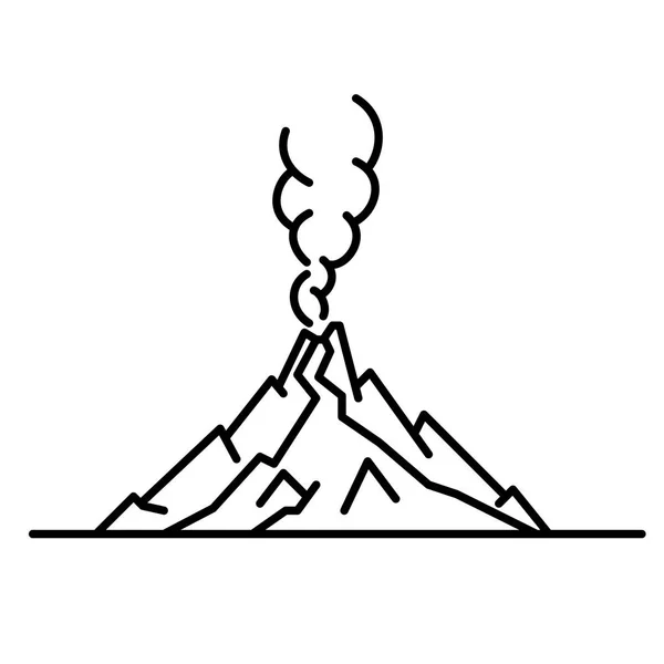 Línea plana arte volcán ilustración — Archivo Imágenes Vectoriales