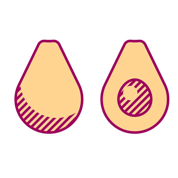 Minimal Style Avocado Sliced Whole Illustration Icon Logo Design — Stock Vector