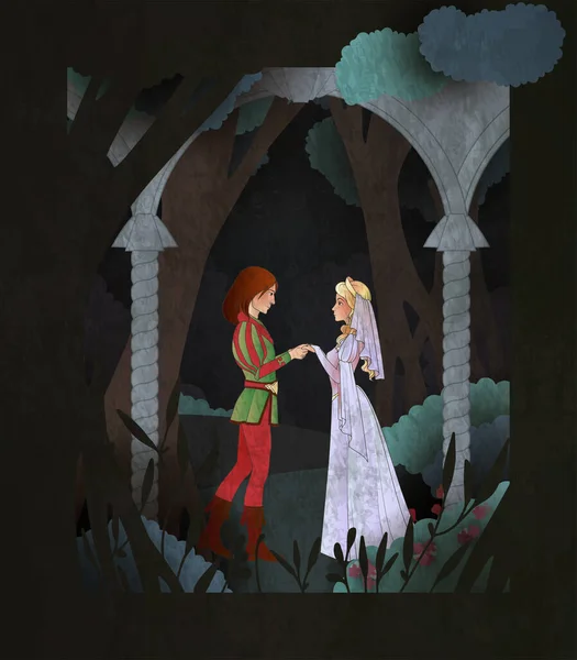 Prince Princes Fairy Tale Book Cover Illustration Couple Character Front Vector Graphics