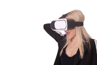 VR. genç kadın Vr izlemek izole