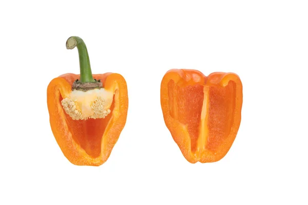 Geïsoleerde Stukken Van Oranje Peper — Stockfoto