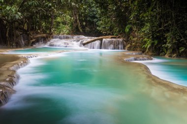 Tat Kuang Si şelale veya Luang Prabang, Laos, Kouangxi. Bu çok güzel şelale lao. Bu turizm ve seyahat etmek için en ünlü konum