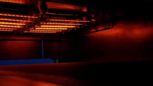 적외선 컨베이어 건조기 내부입니다. 광각 샷 — 비디오