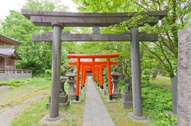 Torii kapıları Hachiman Shinto Tapınak, Akita, Japan