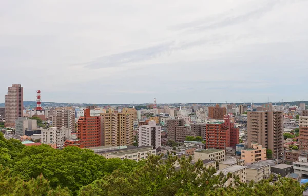 Uitzicht op Akita stad vanaf Kubota kasteel, Japan — Stockfoto