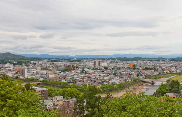 Vista de la ciudad de Yokote desde el Castillo de Yokote, Prefectura de Akita, Japón —  Fotos de Stock